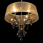 Люстра подвесная круглая с тканевым полупрозрачным абажуром и подвесками 4 лампы Gilded Elegance варинант исполнения - 5 | Loft Concept в Москве