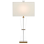 Настольная лампа с прозрачным корпусом и прямоугольным тканевым абажуром Charm and Luxury варинант исполнения - 2 | Loft Concept в Москве