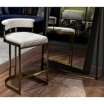 Стул барный букле бежевый с каркасом цвета матовое золото Tactility варинант исполнения - 5 | Loft Concept в Москве