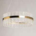 Люстра круглая золотого цвета с прозрачными рельефными стеклянными вставками Textured Glass Chandelier варинант исполнения - 4 | Loft Concept в Москве