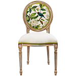 Стул бежевый из натурального бука с изображением птиц и цветов Blooming White Magnolias варинант исполнения - 1 | Loft Concept в Москве