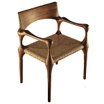 Стул из Ореха с плетеным сидением Kronos Dining Chair Brown варинант исполнения - 1 | Loft Concept в Москве