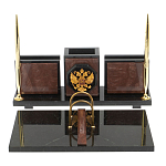 Настольный письменный набор из камня лемезит с гербом России Royal Accessory варинант исполнения - 1 | Loft Concept в Москве