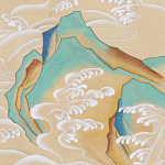 Обои ручная роспись Matsushima Waves Kano on Edo Straw India tea paper варинант исполнения - 1 | Loft Concept в Москве