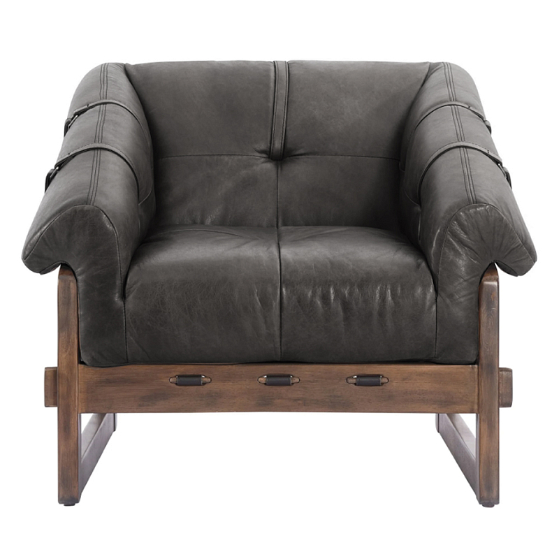 Кресло Duncan винтажная черная кожа Черный Коричневый в Москве | Loft Concept 