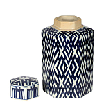 Ваза с крышкой и графическим узором в сине-белых цветах Blue & White Ornament  варинант исполнения - 1 | Loft Concept в Москве