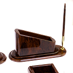 Настольный письменный набор с часами из природного камня обсидиана  Contract Extended варинант исполнения - 4 | Loft Concept в Москве