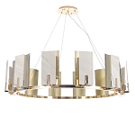 Люстра подвесная круглая с прямоугольными мраморными и золотистыми панелями на металлическом каркасе Диаметр 118 см Marble square Chandelier варинант исполнения - 1 | Loft Concept в Москве