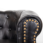 Кресло кожаное с мягкими подлокотниками на 4-х деревянных ножках Logan Leather Armchair black варинант исполнения - 4 | Loft Concept в Москве