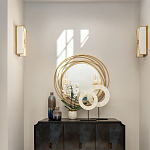 Золотое настенное круглое зеркало Golden Orbit варинант исполнения - 2 | Loft Concept в Москве