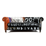 Диван Честерфильд граффити graffiti Orange Sofa натуральная кожа варинант исполнения - 3 | Loft Concept в Москве