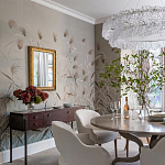 Обои ручная роспись Wild Grasses Special Colourway on Pale Grey dyed silk варинант исполнения - 1 | Loft Concept в Москве