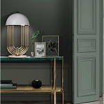 Консоль овальной формы золотая с полкой для хранения Craig варинант исполнения - 3 | Loft Concept в Москве