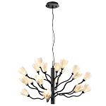 Люстра подвесная черного цвета с ветвями и белыми фарфоровыми цветами Floralis варинант исполнения - 8 | Loft Concept в Москве