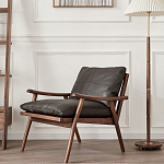 Кресло c каркасом из массива дерева и мягкой кожаной обивкой Walnut Armchair варинант исполнения - 11 | Loft Concept в Москве