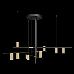 Люстра с 9-ю цилиндрическими плафонами цвета латунь TRIBES CHANDELIER варинант исполнения - 1 | Loft Concept в Москве