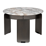 Столик журнальный с круглой мраморной столешницей на трех опорах Marble Stone Drawing варинант исполнения - 1 | Loft Concept в Москве