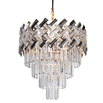 Люстра многоярусная с переплетенными металлическими элементами черного и золотого цвета и прозрачными хрустальными подвесками Empire Chandelier Crystal варинант исполнения - 1 | Loft Concept в Москве