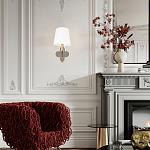 Бра с белым текстильным абажуром и фигурным основанием с зеркальной вставкой Vitorino варинант исполнения - 7 | Loft Concept в Москве