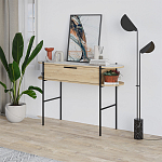 Консоль напольная деревянная с выдвижным ящиком и 2-мя полками со столешницей цвета белый мрамор OTIS CONSOLE OAK варинант исполнения - 3 | Loft Concept в Москве