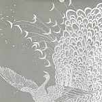 Обои ручная роспись в стиле Арт-деко Whistler Peacocks Special Colourway on Pale Grey dyed silk варинант исполнения - 2 | Loft Concept в Москве