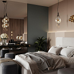 Подвесной светильник с 2-мя прозрачными стеклянными плафонами и золотистыми центральными вставками Virelia  варинант исполнения - 3 | Loft Concept в Москве