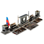 Настольный письменный набор с часами из природного камня обсидиана Team leader варинант исполнения - 2 | Loft Concept в Москве