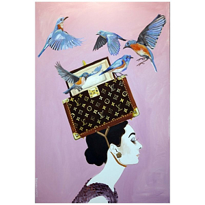 Картина Audrey with Box of Blue Birds
