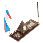 Настольный письменный набор с часами в виде пирамиды из природного камня обсидиана Pyramid of Time варинант исполнения - 2 | Loft Concept в Москве