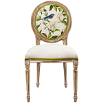 Стул бежевый из натурального бука с изображением птиц и цветов Blooming Blue Birds варинант исполнения - 1 | Loft Concept в Москве