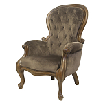 Кресло с мягкой обивкой из коричневого велюра на 4-х деревянных ножках Evelyn Classical Armchair варинант исполнения - 3 | Loft Concept в Москве