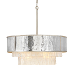 Люстра круглая с подвесками из текстурированного стекла молочного цвета Hinkley варинант исполнения - 1 | Loft Concept в Москве