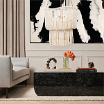 Двухъярусная люстра с подвесками из круглых деревянных бусин белая White Beads Two-tier Chandelier варинант исполнения - 2 | Loft Concept в Москве