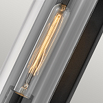 Настенный фонарь в индустриальном стиле с вытянутым цилиндрическим плафоном из прозрачного стекла и черным корпусом Hinkley варинант исполнения - 1 | Loft Concept в Москве