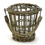 Кашпо стеклянное в плетёной корзине Timber варинант исполнения - 2 | Loft Concept в Москве