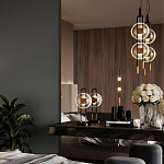 Настольная лампа черного цвета с круглым прозрачным стеклянным плафоном Virelia  варинант исполнения - 2 | Loft Concept в Москве