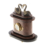 Часы настольные из натурального камня с декором в виде двух лебедей Swans Stone Clock варинант исполнения - 6 | Loft Concept в Москве