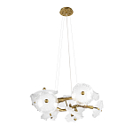 Люстра подвесная круглая с ветвистыми бронзовыми элементами и стеклянными рифлеными дисками Textured Glass Chandelier варинант исполнения - 3 | Loft Concept в Москве