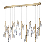 Люстра с золотистыми трубками и прозрачными стеклянными листьями на подвесах Sylva  варинант исполнения - 2 | Loft Concept в Москве