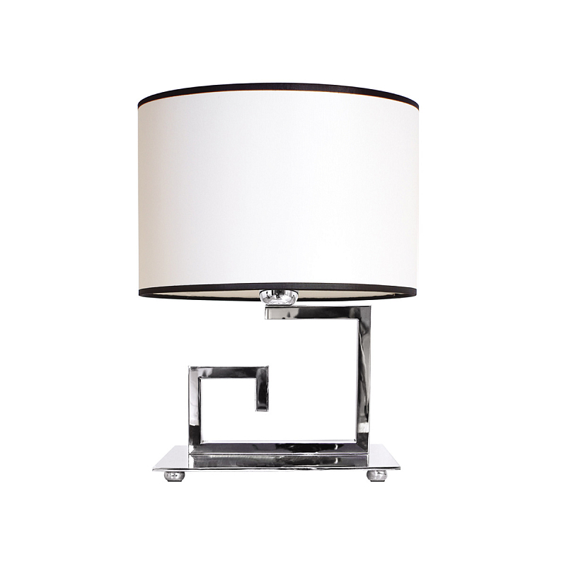 Настольная лампа с белым цилиндрическим абажуром с темной окантовкой Natural Concepts Черный Бежевый Хром в Москве | Loft Concept 