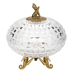 Конфетница прозрачная стеклянная на бронзовых ножках в виде морских коньков с крышкой в виде ракушки Eden Garden варинант исполнения - 1 | Loft Concept в Москве
