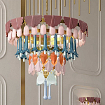 Люстра круглая с декором из разноцветных элементов в виде листьев Changing Seasons варинант исполнения - 11 | Loft Concept в Москве