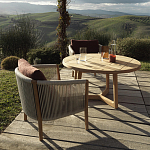 Дизайнерское уличное кресло из массива дерева с веревочной спинкой BOBOLI Armchair варинант исполнения - 2 | Loft Concept в Москве