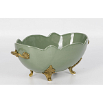 Чаша зеленого цвета из фарфора с волнообразным краем Eden Garden porcelain and bronze варинант исполнения - 1 | Loft Concept в Москве