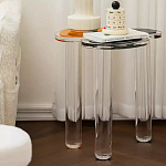 Дизайнерский журнальный стол с фигурной столешницей на 3-х прозрачных ножках Rahakif варинант исполнения - 2 | Loft Concept в Москве