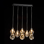 Люстра с 3-мя плафонами волнообразной формы цвета янтарь и 2-мя прозрачными шарообразными плафонами Lucid Rain  варинант исполнения - 3 | Loft Concept в Москве