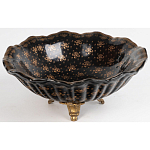 Блюдо черного цвета из фрафора на бронзовых ножках Eden Garden porcelain and bronze варинант исполнения - 2 | Loft Concept в Москве