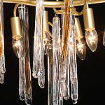 Люстра линейная золотого цвета с декоративными ветвями и длинными стеклянными подвесками в форме сосулек Droplet Chandelier варинант исполнения - 4 | Loft Concept в Москве