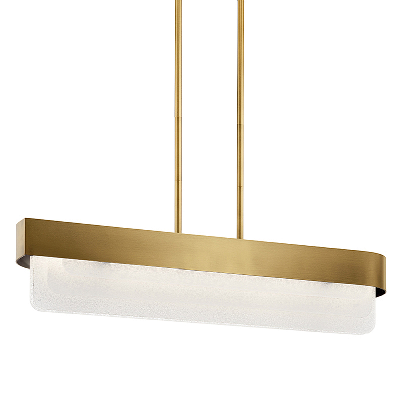 Люстра подвесная прямоугольная цвета латунь Kichler Латунь Прозрачное Стекло Белый в Москве | Loft Concept 