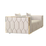 Диван двухместный  бежевый с золотым каркасом Bertrude варинант исполнения - 1 | Loft Concept в Москве